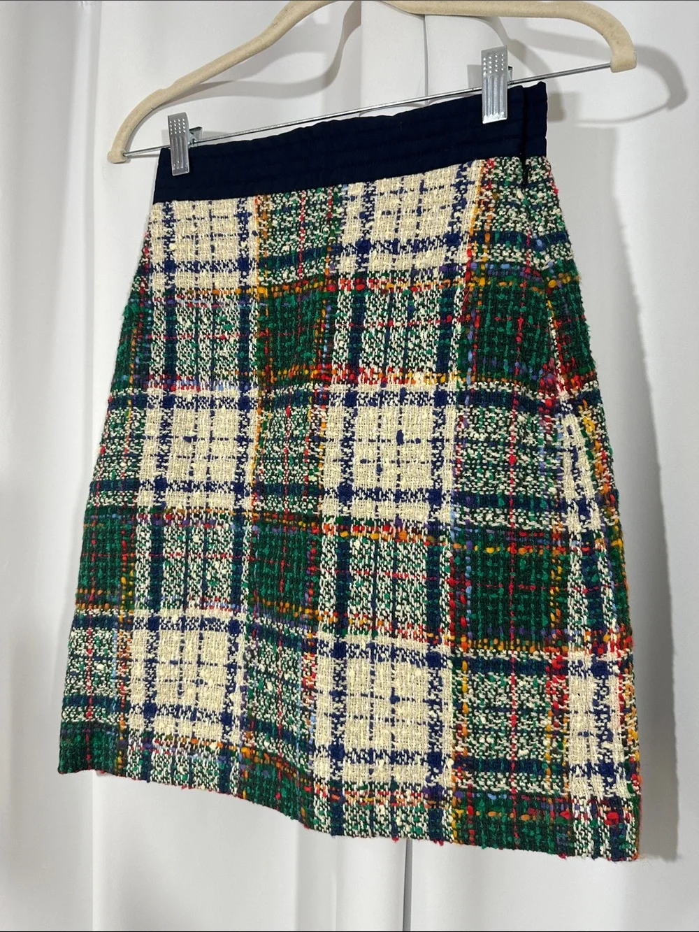 NWT Tory Burch Nubby Tartan Tweed Skirt Size 00 Plaid Office Workwear Preppy